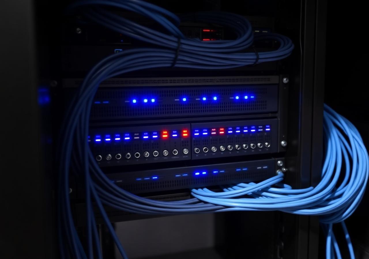 Neatly cabled server rack with managed switches installed by Ironvale Technology Group